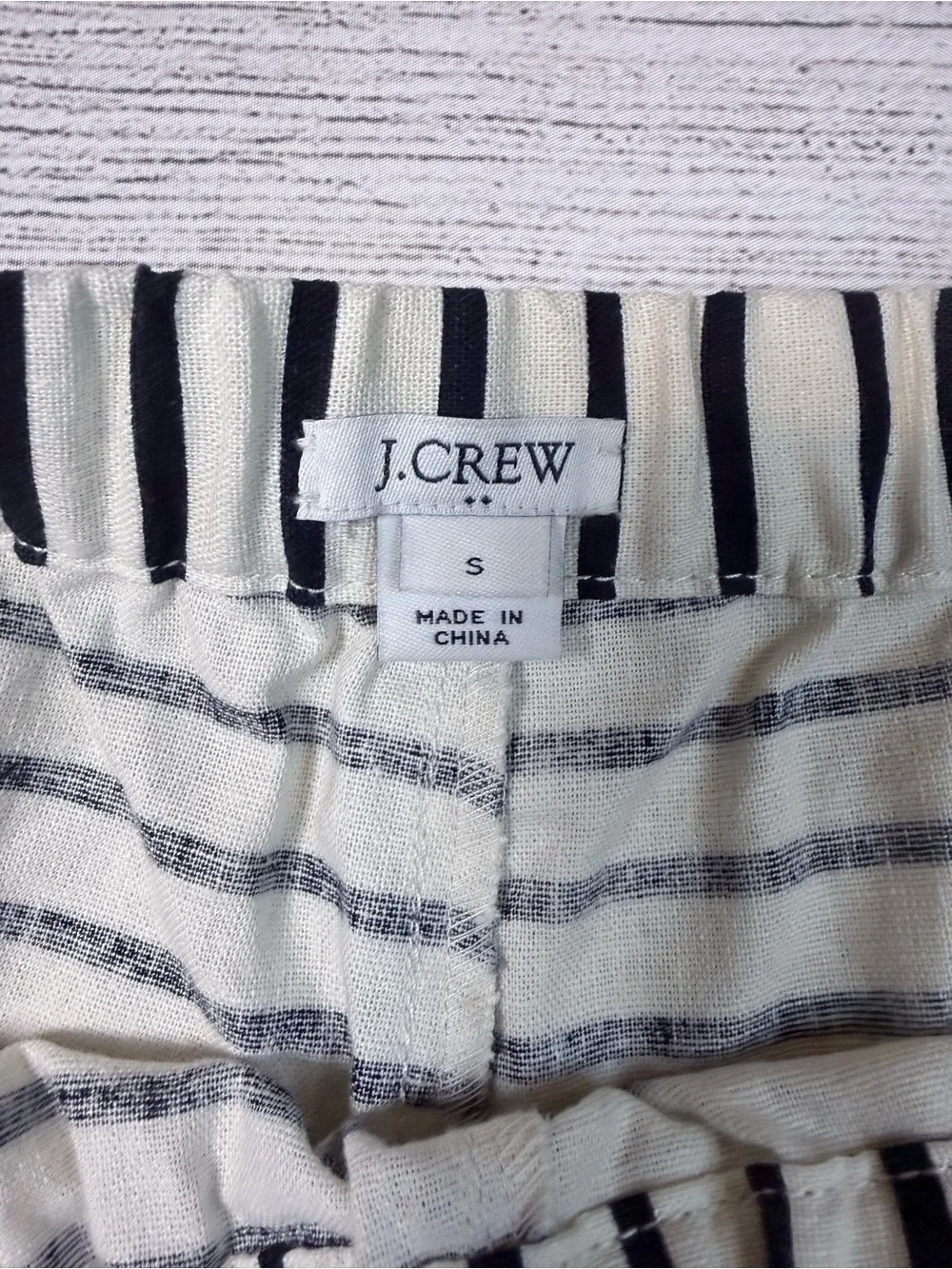 J. Crew White and Black Striped Cotton Drawstring Athletic Shorts